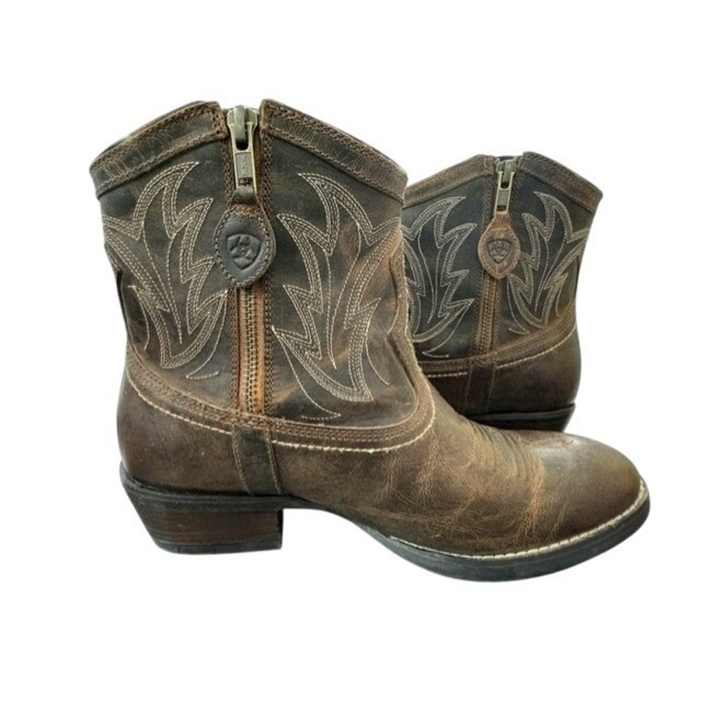 Ariat Darlin Brown Leather Western Ankle Boots 10011911 Womens 7B